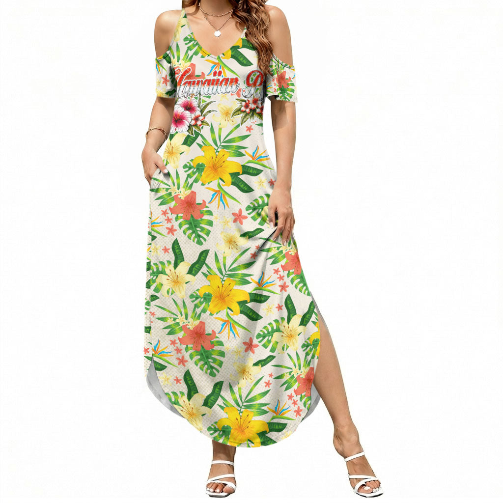 Hawaiian Piko Threads Of Paradise Aloha Summer Maxi Dress Tropical Hibiscus Plumeria