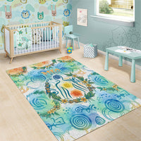 Hawaiian Piko Cultural Pride Aloha Area Rug Watercolor Spiral Art - Tropical Plumeria Lei Garland