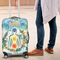 Hawaiian Piko Cultural Pride Aloha Luggage Cover Watercolor Spiral Art - Tropical Plumeria Lei Garland