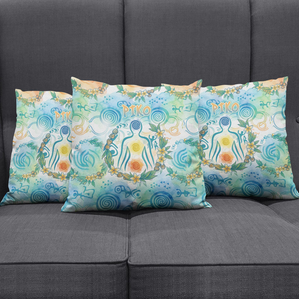 Hawaiian Piko Cultural Pride Aloha Pillow Cover Watercolor Spiral Art - Tropical Plumeria Lei Garland