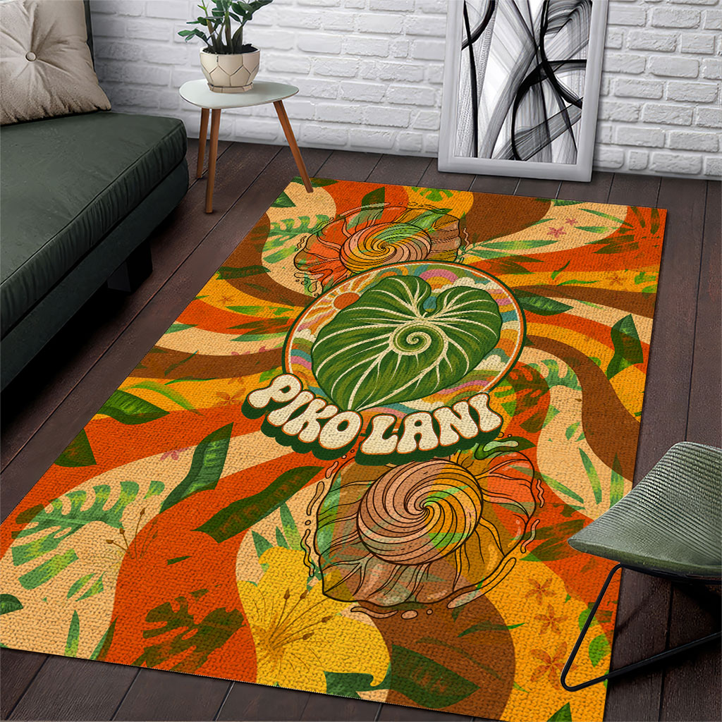 Hawaiian Piko Lani Cultivate I Ka Piko Aloha Area Rug Retro Psychedelic Taro Leaf - Hibiscus Flowers