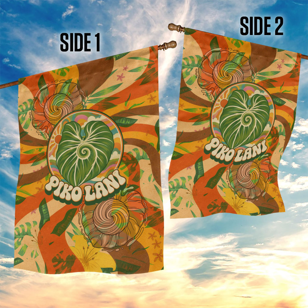 Hawaiian Piko Lani Cultivate I Ka Piko Aloha Garden Flag Retro Psychedelic Taro Leaf - Hibiscus Flowers