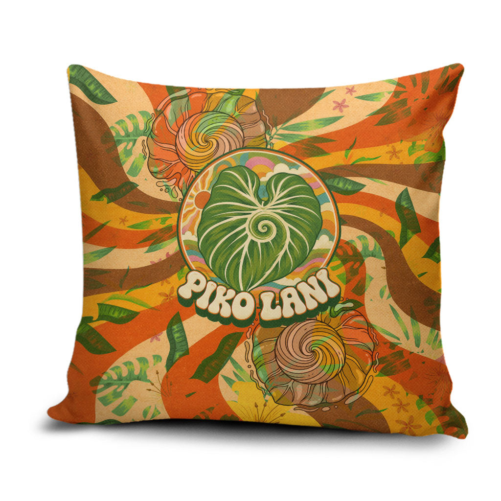 Hawaiian Piko Lani Cultivate I Ka Piko Aloha Pillow Cover Retro Psychedelic Taro Leaf - Hibiscus Flowers