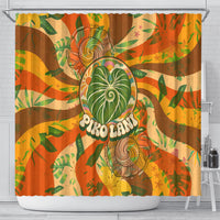 Hawaiian Piko Lani Cultivate I Ka Piko Aloha Shower Curtain Retro Psychedelic Taro Leaf - Hibiscus Flowers