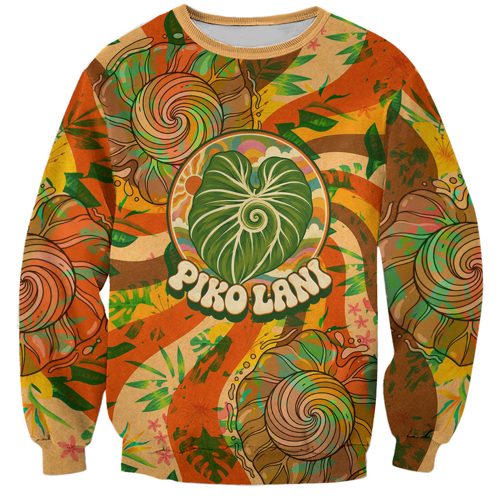 Hawaiian Piko Lani Cultivate I Ka Piko Aloha Sweatshirt Retro Psychedelic Taro Leaf - Hibiscus Flowers