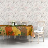 Hawaiian Piko Lani Cultivate I Ka Piko Aloha Tablecloth Retro Psychedelic Taro Leaf - Hibiscus Flowers