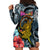 Hawaii Turtle Hoodie Dress Hawaii Pattern and Turtle Tattoo Dark Cyan Gradient TS04 - Polynesian Pride