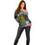 Hawaii Turtle Off Shoulder Sweater Hawaii Pattern and Turtle Tattoo Dark Cyan Gradient TS04 - Polynesian Pride