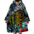 Hawaii Turtle Wearable Blanket Hoodie Hawaii Pattern and Turtle Tattoo Dark Cyan Gradient TS04 - Polynesian Pride