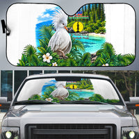 New Caledonia Kagu Bird Nature Auto Sun Shade South Pacific Hidden Gem Tropical Landscape TS04 Green White - Polynesian Pride