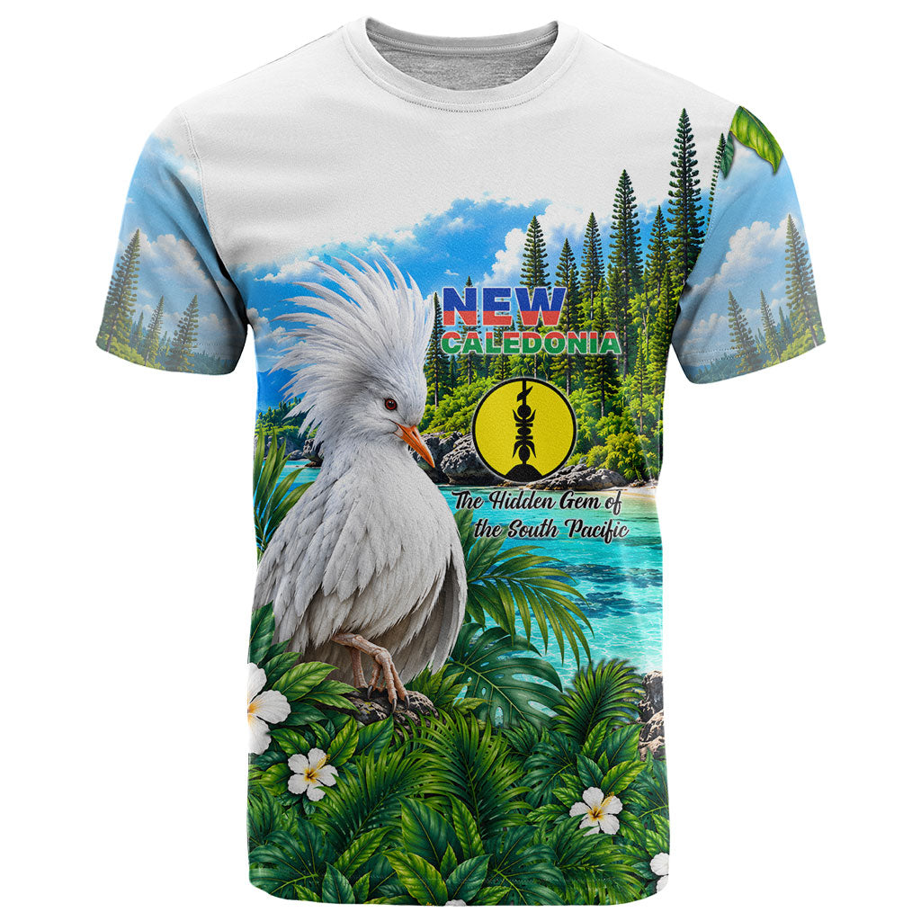 New Caledonia Kagu Bird Nature T Shirt South Pacific Hidden Gem Tropical Landscape TS04 Green White - Polynesian Pride
