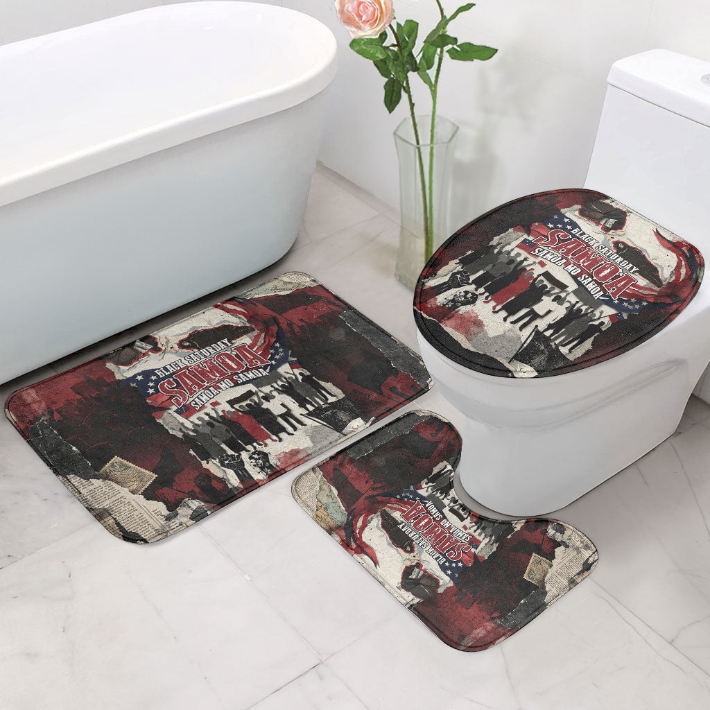 Samoa Black Saturday 1929 Bathroom Set Mau Movement Vintage Newspaper Grunge Polynesian TS04 - Polynesian Pride