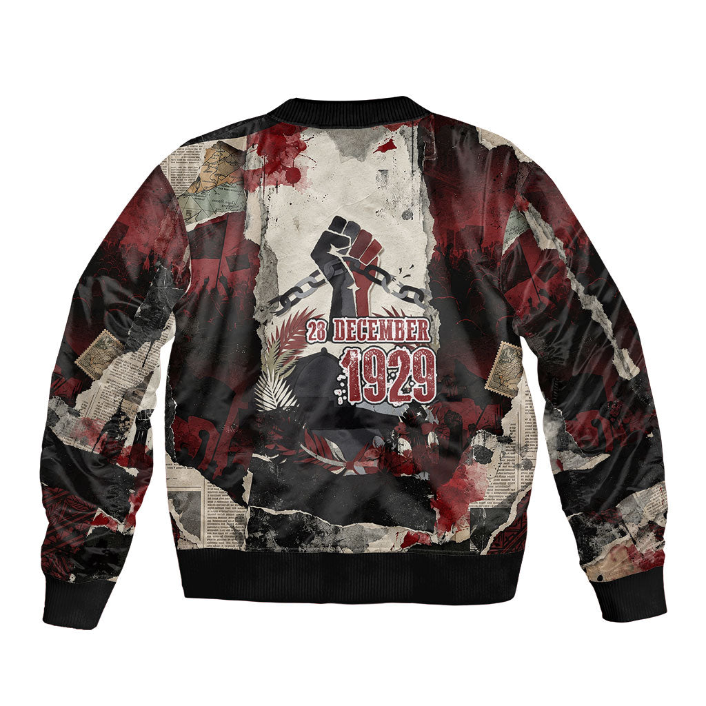 Samoa Black Saturday 1929 Bomber Jacket Mau Movement Vintage Newspaper Grunge Polynesian TS04 - Polynesian Pride