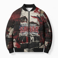 Samoa Black Saturday 1929 Bomber Puffer Jacket Mau Movement Vintage Newspaper Grunge Polynesian TS04 Unisex Black Red - Polynesian Pride