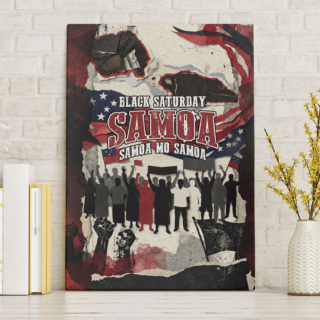 Samoa Black Saturday 1929 Canvas Wall Art Mau Movement Vintage Newspaper Grunge Polynesian TS04 Without Frame Black Red - Polynesian Pride