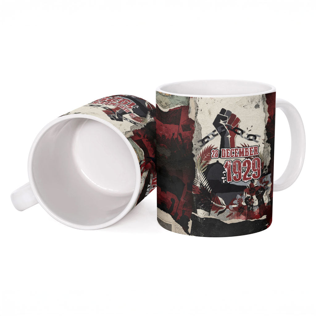 Samoa Black Saturday 1929 Ceramic Mug Mau Movement Vintage Newspaper Grunge Polynesian TS04 - Polynesian Pride