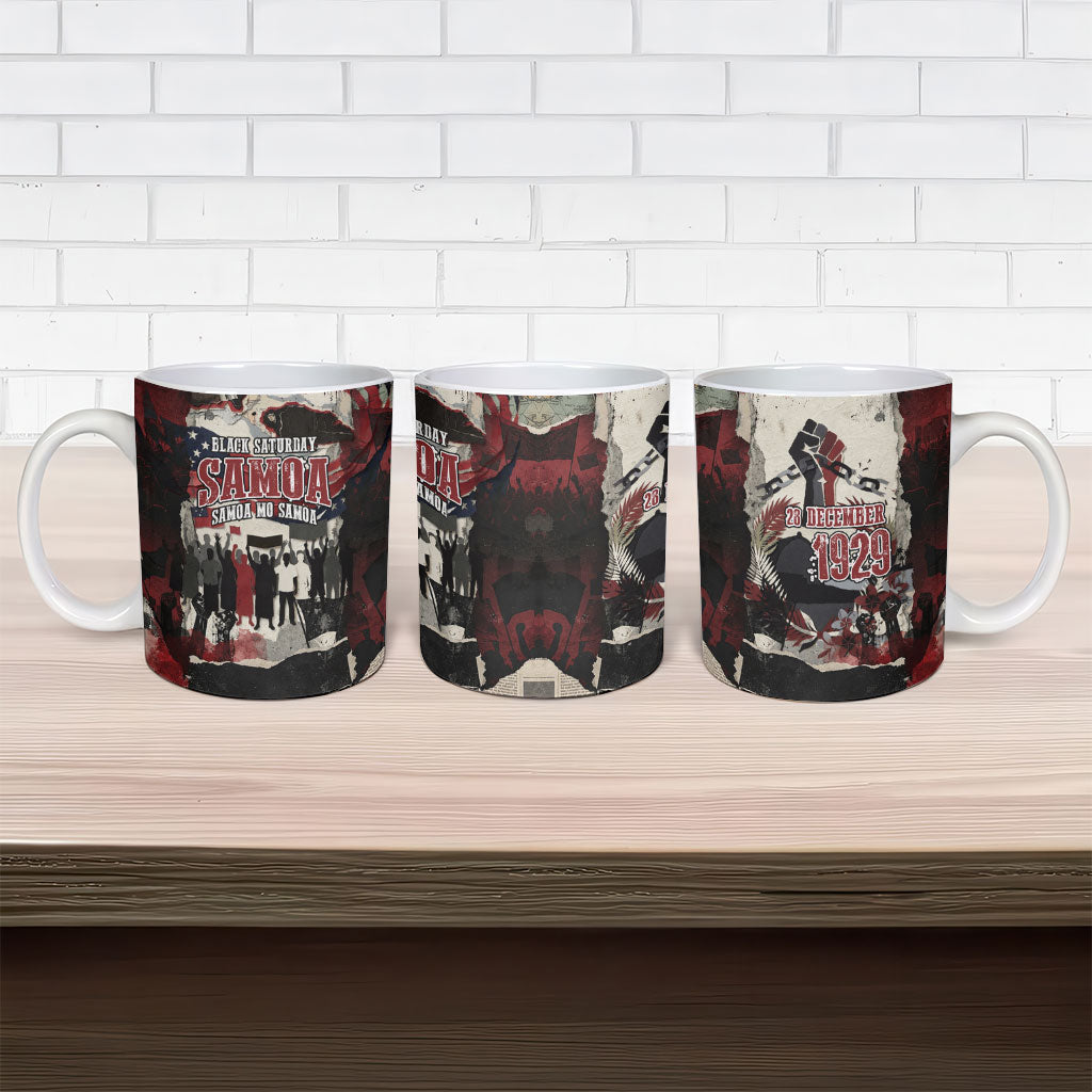Samoa Black Saturday 1929 Ceramic Mug Mau Movement Vintage Newspaper Grunge Polynesian TS04 - Polynesian Pride