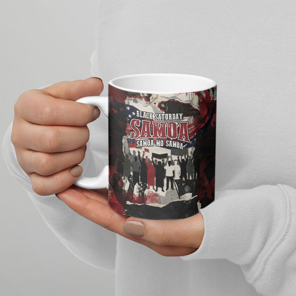 Samoa Black Saturday 1929 Ceramic Mug Mau Movement Vintage Newspaper Grunge Polynesian TS04 - Polynesian Pride