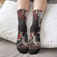 Samoa Black Saturday 1929 Crew Socks Mau Movement Vintage Newspaper Grunge Polynesian TS04 - Polynesian Pride