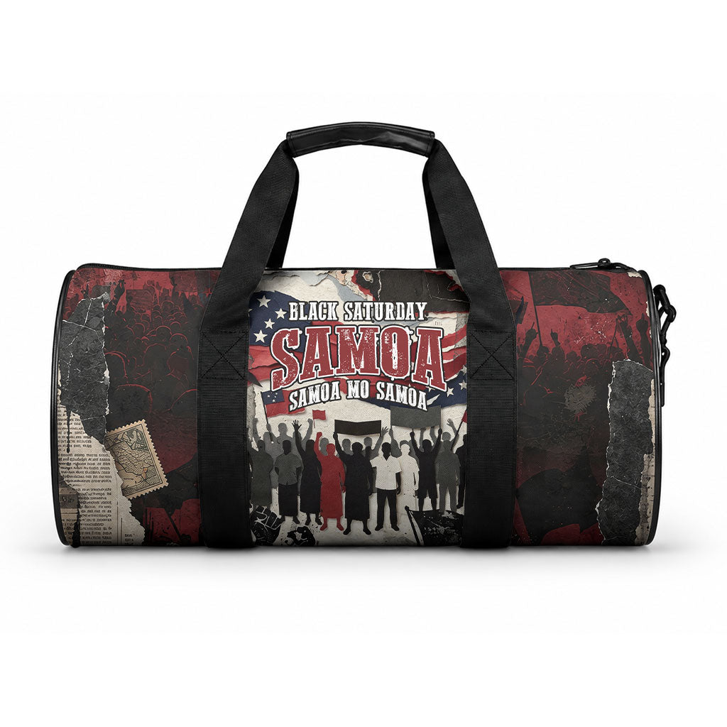 Samoa Black Saturday 1929 Duffle Bag Mau Movement Vintage Newspaper Grunge Polynesian