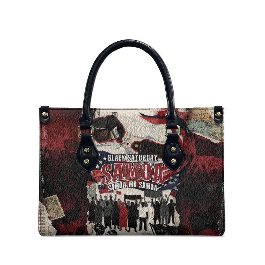 Samoa Black Saturday 1929 Leather Bag Mau Movement Vintage Newspaper Grunge Polynesian TS04 - Polynesian Pride