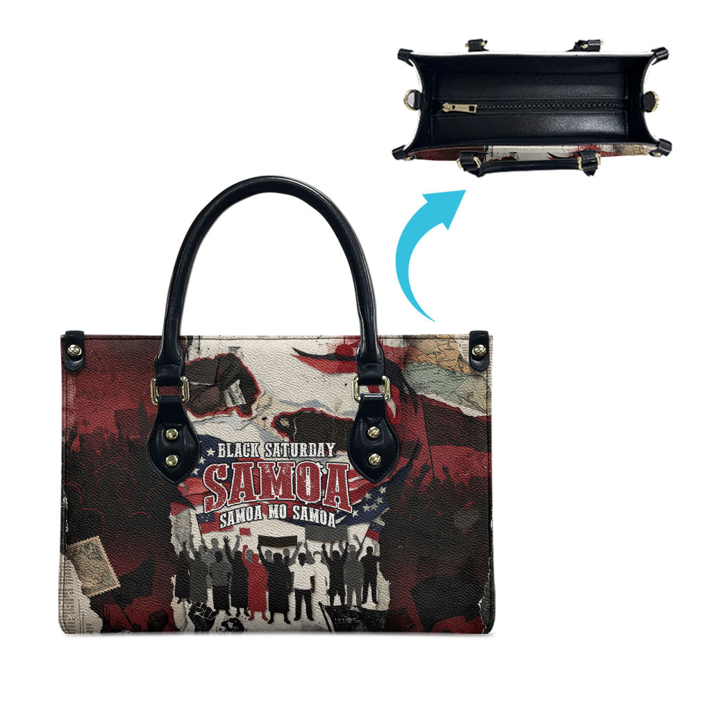 Samoa Black Saturday 1929 Leather Bag Mau Movement Vintage Newspaper Grunge Polynesian TS04 - Polynesian Pride