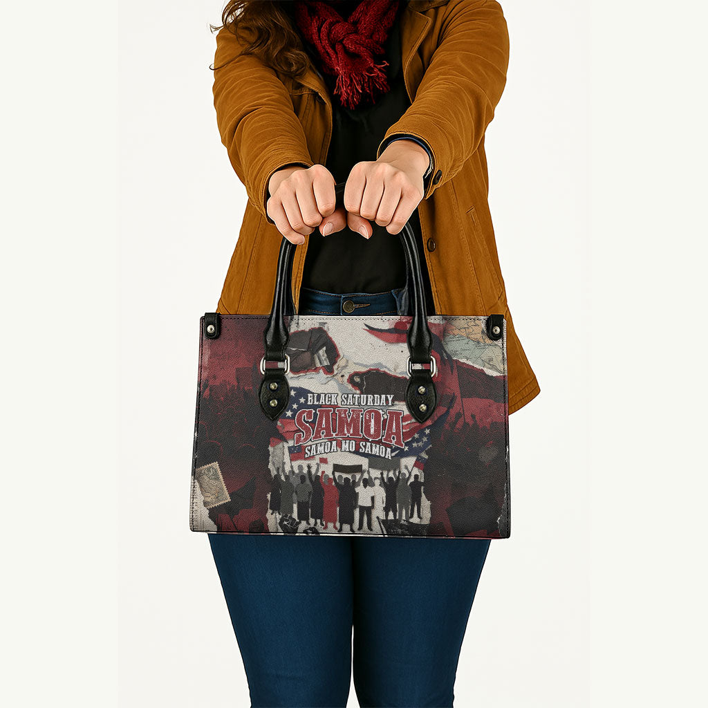 Samoa Black Saturday 1929 Leather Bag Mau Movement Vintage Newspaper Grunge Polynesian TS04 - Polynesian Pride