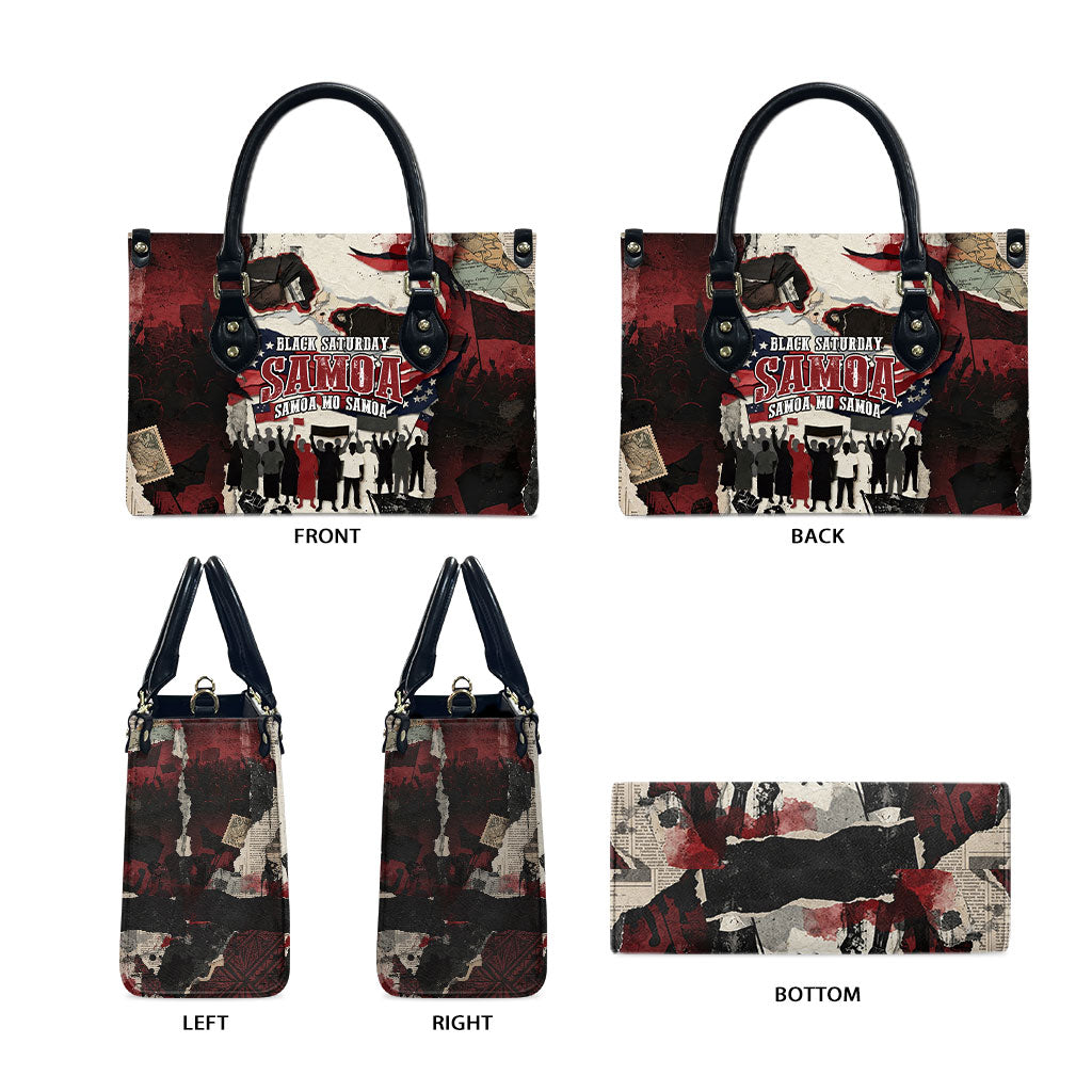 Samoa Black Saturday 1929 Leather Bag Mau Movement Vintage Newspaper Grunge Polynesian TS04 - Polynesian Pride