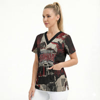 Samoa Black Saturday 1929 Scrub Top Mau Movement Vintage Newspaper Grunge Polynesian