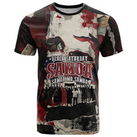 Samoa Black Saturday 1929 T Shirt Mau Movement Vintage Newspaper Grunge Polynesian TS04 Black Red - Polynesian Pride
