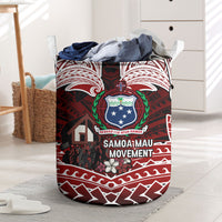 Samoa Black Saturday Mau Movement Laundry Basket Polynesian Tribal Pattern Coat Of Arms Graphic Art TS04 Red White - Polynesian Pride