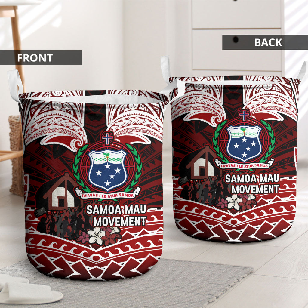 Samoa Black Saturday Mau Movement Laundry Basket Polynesian Tribal Pattern Coat Of Arms Graphic Art TS04 - Polynesian Pride
