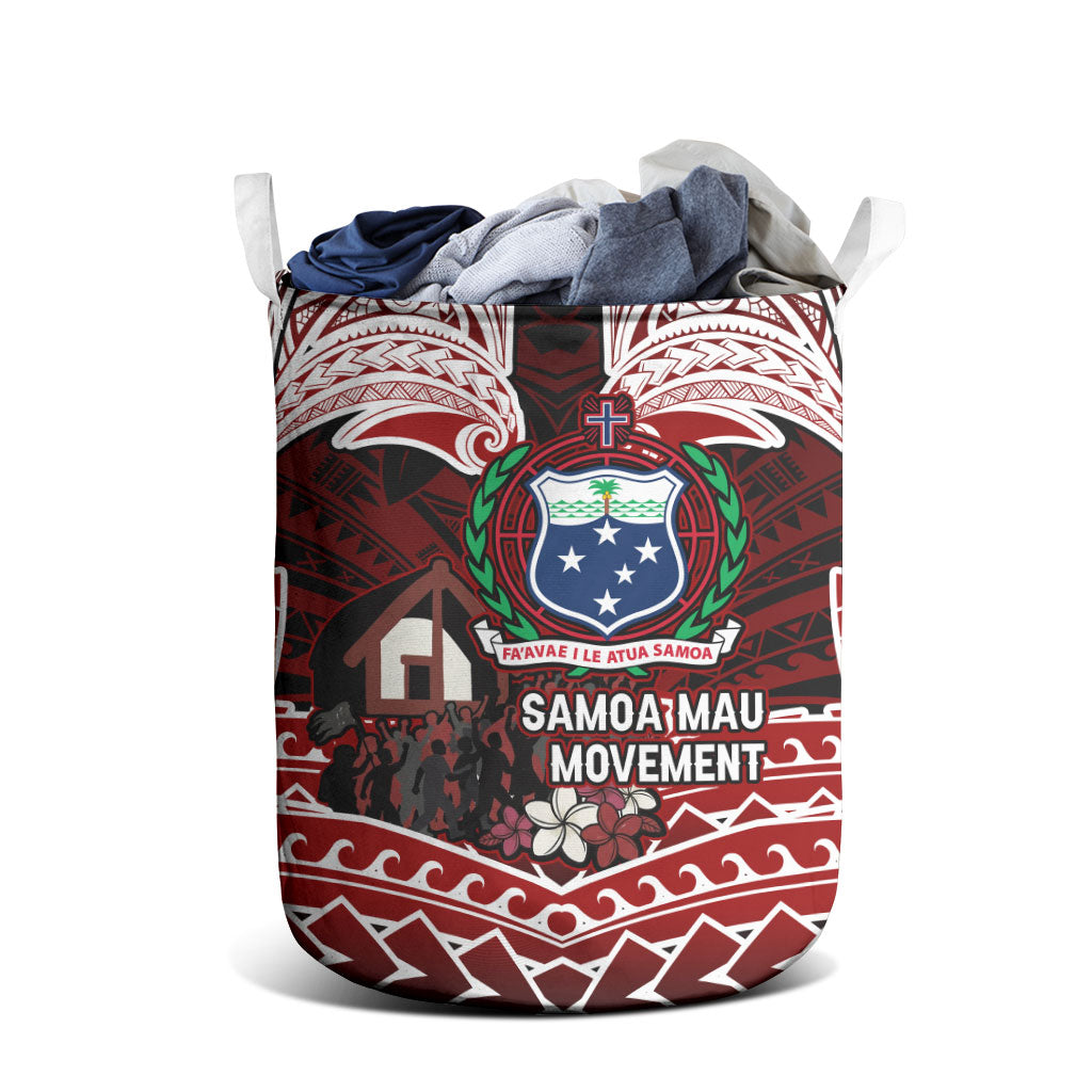 Samoa Black Saturday Mau Movement Laundry Basket Polynesian Tribal Pattern Coat Of Arms Graphic Art TS04 - Polynesian Pride