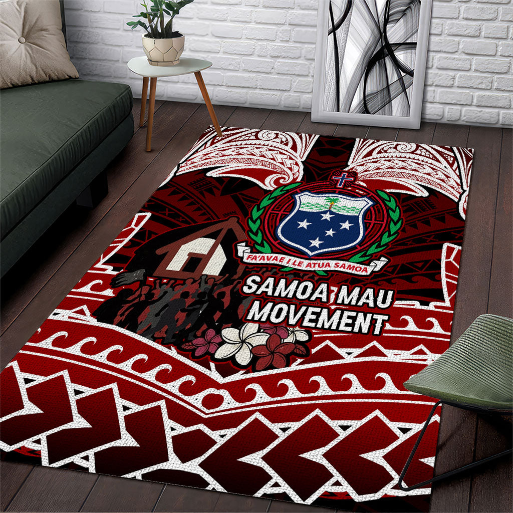 Samoa Black Saturday Mau Movement Area Rug Polynesian Tribal Pattern Coat Of Arms Graphic Art TS04 Red White - Polynesian Pride