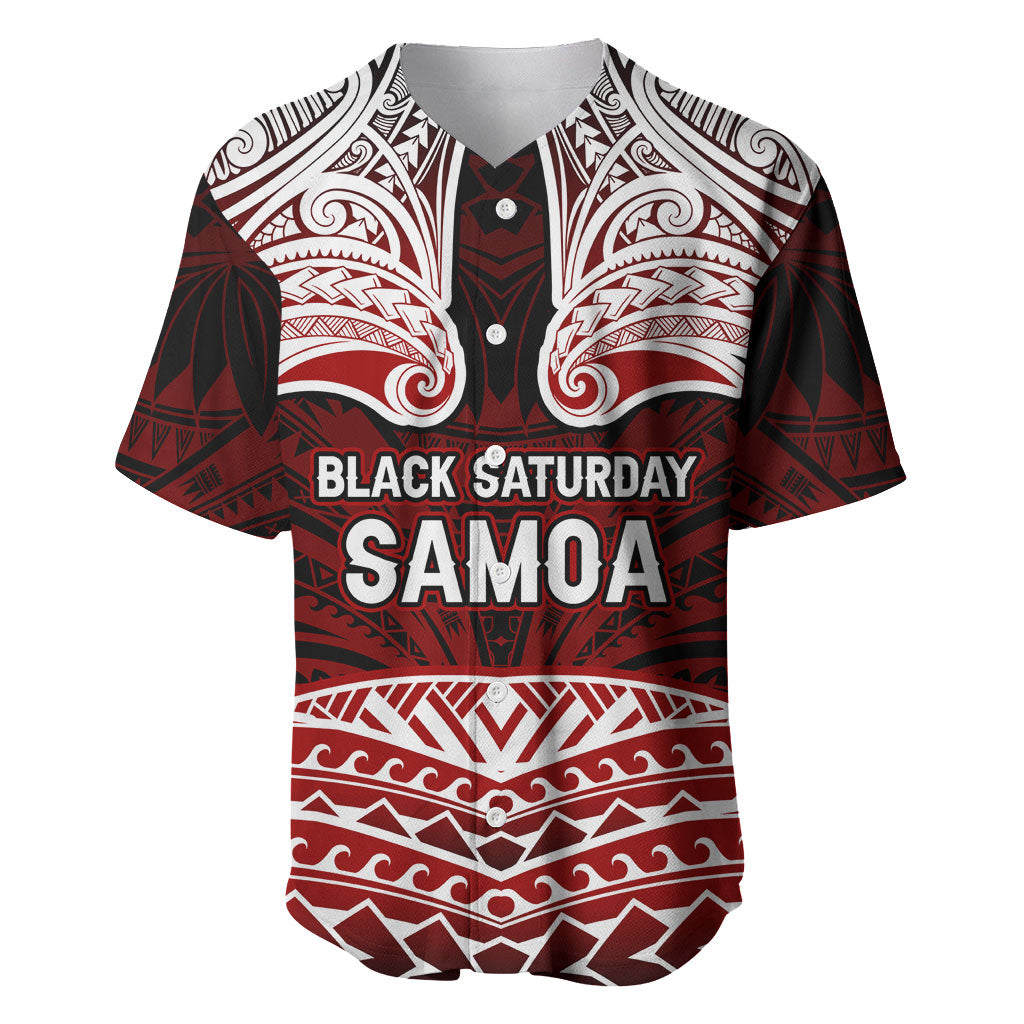 Samoa Black Saturday Mau Movement Baseball Jersey Polynesian Tribal Pattern Coat Of Arms Graphic Art TS04 Red White - Polynesian Pride