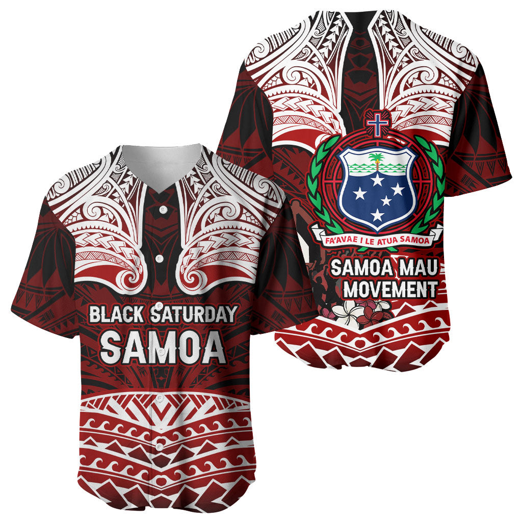 Samoa Black Saturday Mau Movement Baseball Jersey Polynesian Tribal Pattern Coat Of Arms Graphic Art TS04 - Polynesian Pride