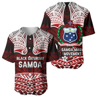 Samoa Black Saturday Mau Movement Baseball Jersey Polynesian Tribal Pattern Coat Of Arms Graphic Art TS04 - Polynesian Pride