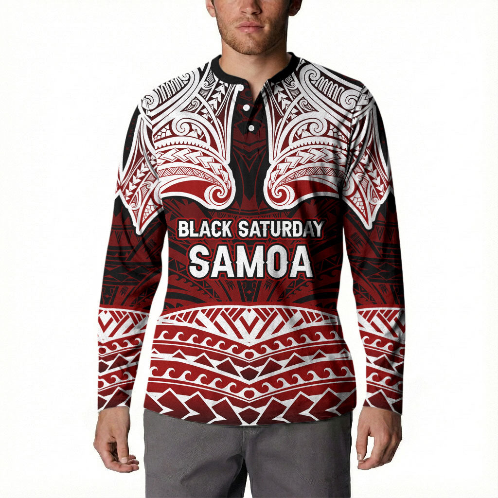 Samoa Black Saturday Mau Movement Button Sweatshirt Polynesian Tribal Pattern Coat Of Arms Graphic Art TS04 - Polynesian Pride