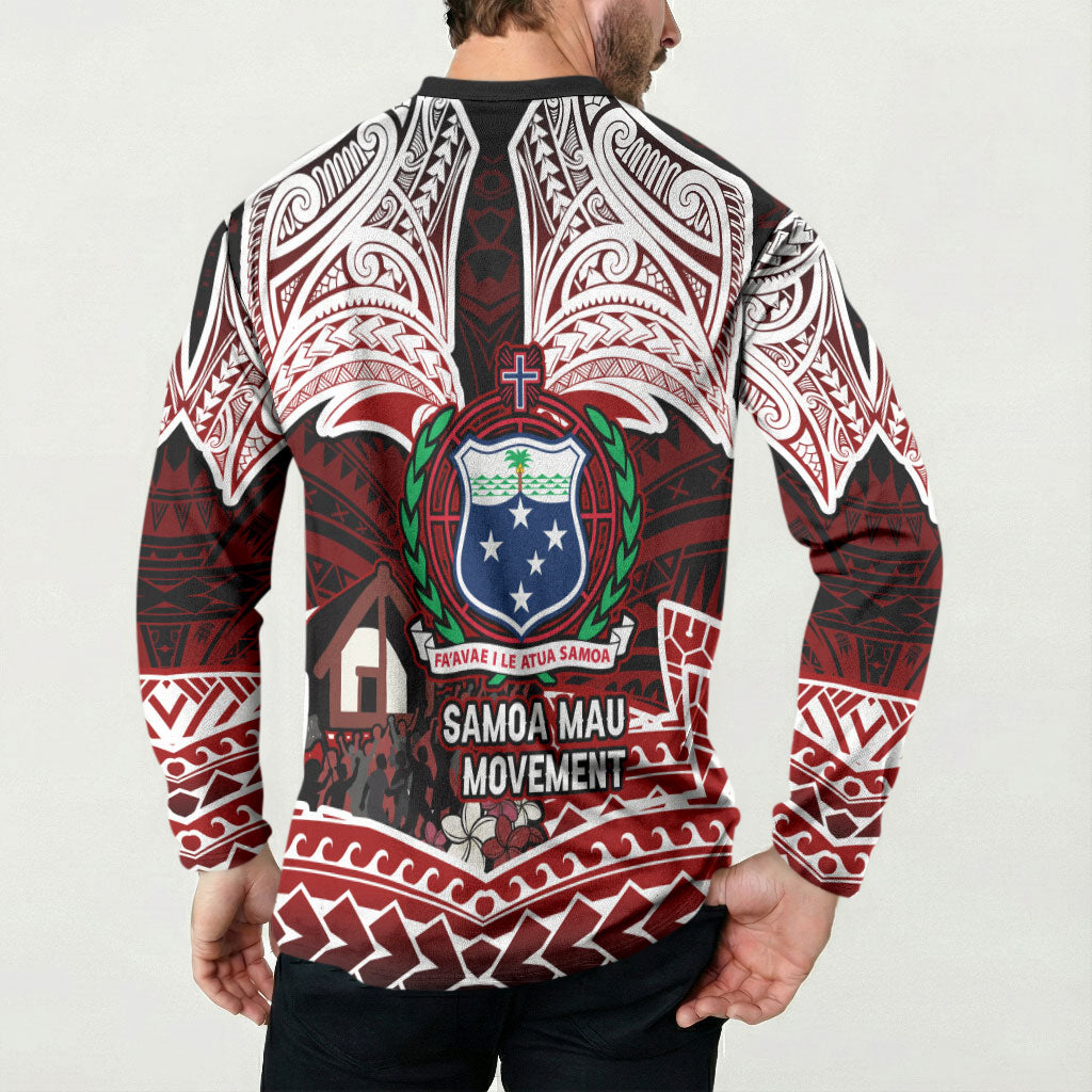 Samoa Black Saturday Mau Movement Button Sweatshirt Polynesian Tribal Pattern Coat Of Arms Graphic Art TS04 - Polynesian Pride