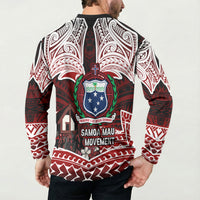 Samoa Black Saturday Mau Movement Button Sweatshirt Polynesian Tribal Pattern Coat Of Arms Graphic Art TS04 - Polynesian Pride