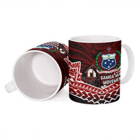 Samoa Black Saturday Mau Movement Ceramic Mug Polynesian Tribal Pattern Coat Of Arms Graphic Art TS04 - Polynesian Pride