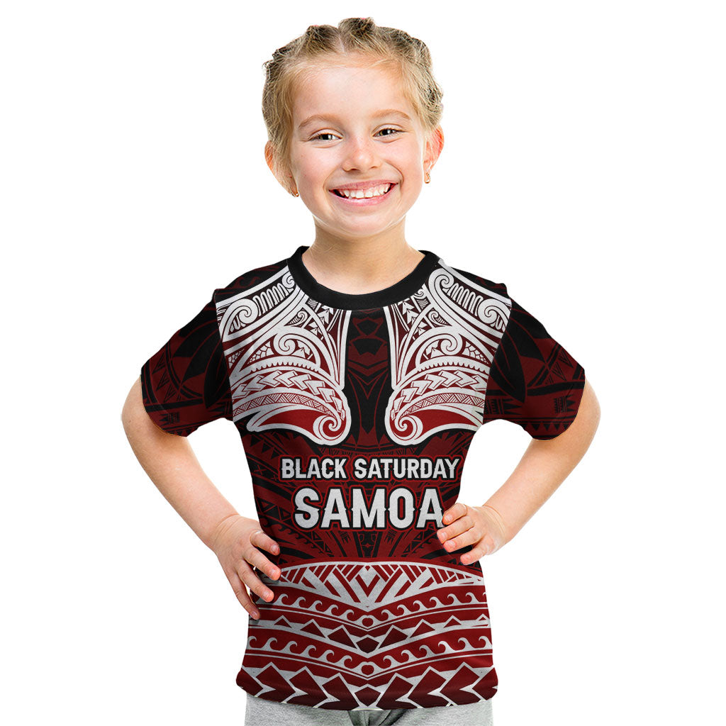 Samoa Black Saturday Mau Movement Kid T Shirt Polynesian Tribal Pattern Coat Of Arms Graphic Art TS04 Red White - Polynesian Pride