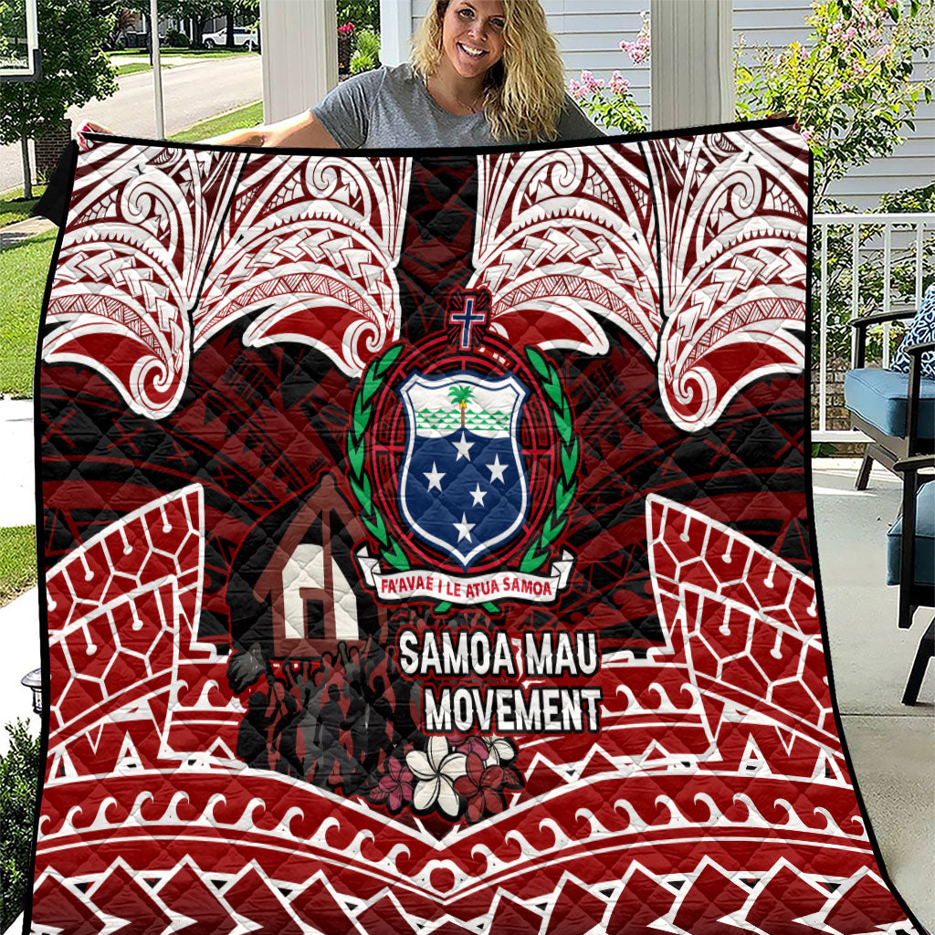 Samoa Black Saturday Mau Movement Quilt Polynesian Tribal Pattern Coat Of Arms Graphic Art TS04 Red White - Polynesian Pride