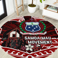 Samoa Black Saturday Mau Movement Round Carpet Polynesian Tribal Pattern Coat Of Arms Graphic Art TS04 Red White - Polynesian Pride