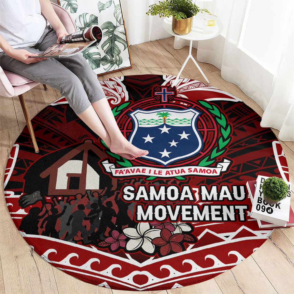 Samoa Black Saturday Mau Movement Round Carpet Polynesian Tribal Pattern Coat Of Arms Graphic Art TS04 - Polynesian Pride