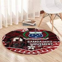 Samoa Black Saturday Mau Movement Round Carpet Polynesian Tribal Pattern Coat Of Arms Graphic Art TS04 - Polynesian Pride