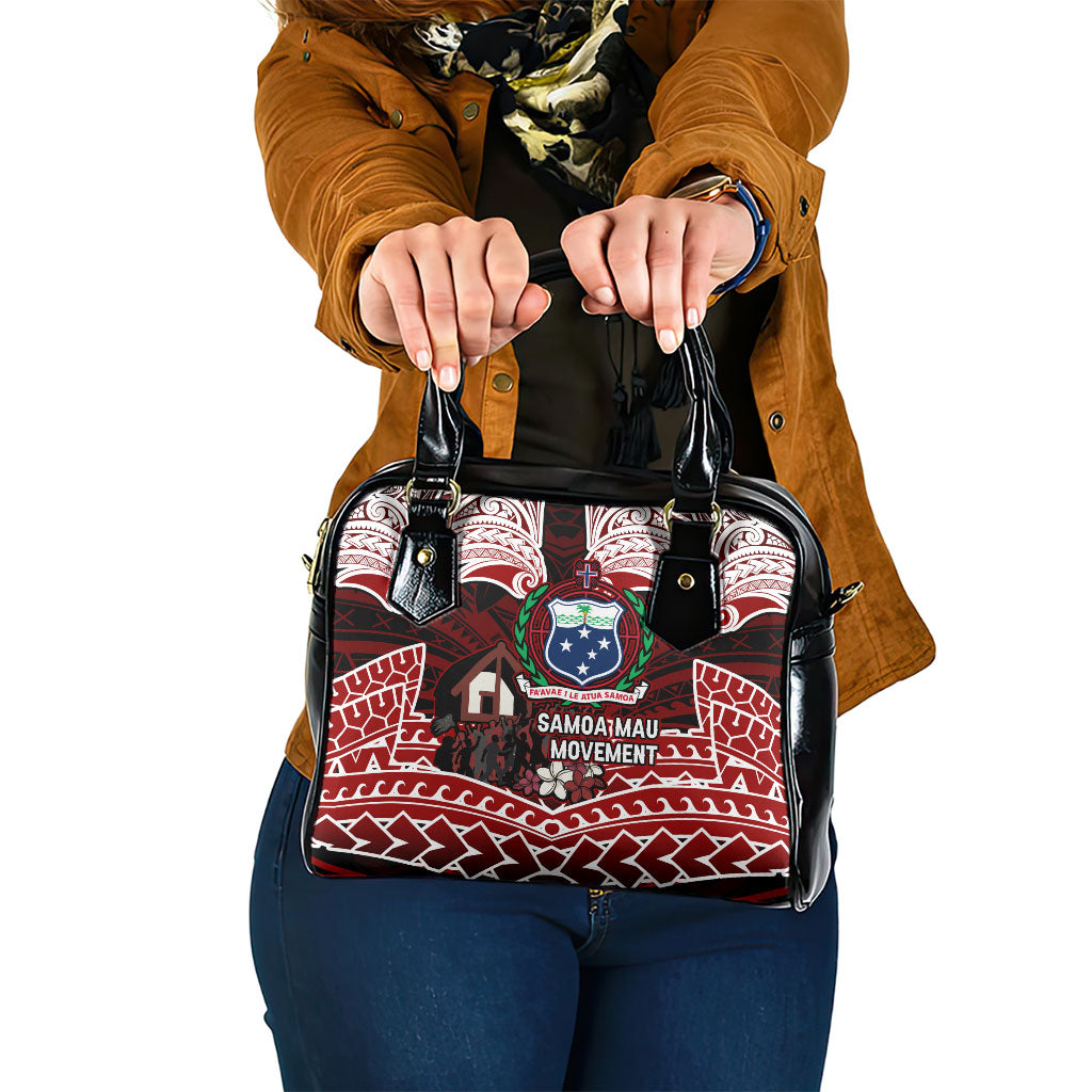 Samoa Black Saturday Mau Movement Shoulder Handbag Polynesian Tribal Pattern Coat Of Arms Graphic Art TS04 One Size Red White - Polynesian Pride