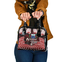 Samoa Black Saturday Mau Movement Shoulder Handbag Polynesian Tribal Pattern Coat Of Arms Graphic Art TS04 One Size Red White - Polynesian Pride