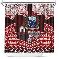 Samoa Black Saturday Mau Movement Shower Curtain Polynesian Tribal Pattern Coat Of Arms Graphic Art TS04 Red White - Polynesian Pride
