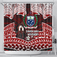 Samoa Black Saturday Mau Movement Shower Curtain Polynesian Tribal Pattern Coat Of Arms Graphic Art TS04 - Polynesian Pride